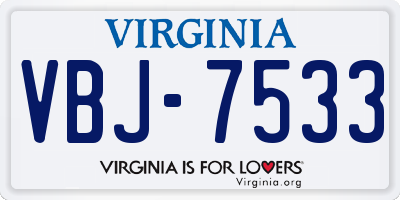 VA license plate VBJ7533