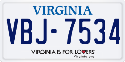 VA license plate VBJ7534