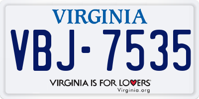VA license plate VBJ7535