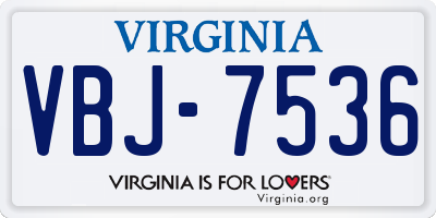 VA license plate VBJ7536