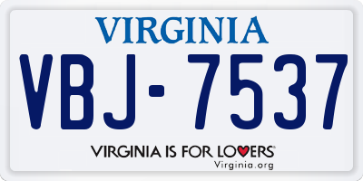 VA license plate VBJ7537