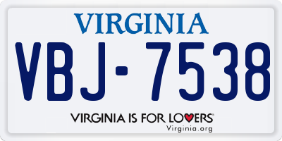 VA license plate VBJ7538