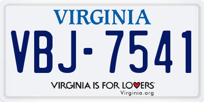 VA license plate VBJ7541