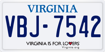 VA license plate VBJ7542