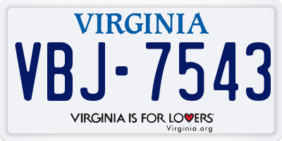 VA license plate VBJ7543