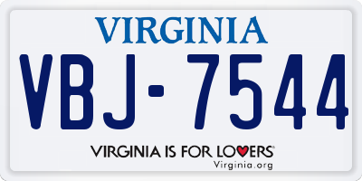 VA license plate VBJ7544