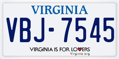 VA license plate VBJ7545