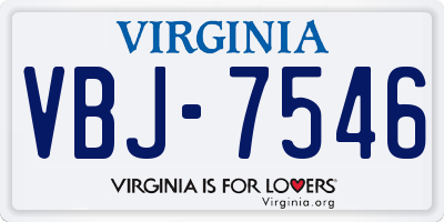 VA license plate VBJ7546