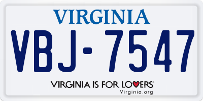 VA license plate VBJ7547