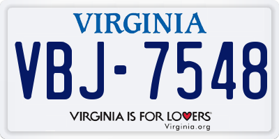 VA license plate VBJ7548