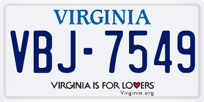 VA license plate VBJ7549