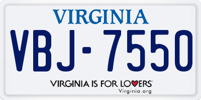 VA license plate VBJ7550