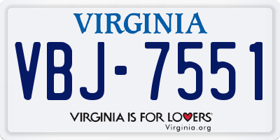 VA license plate VBJ7551