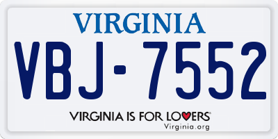 VA license plate VBJ7552