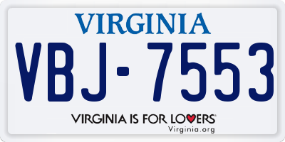 VA license plate VBJ7553