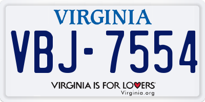 VA license plate VBJ7554