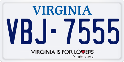 VA license plate VBJ7555