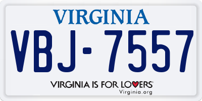 VA license plate VBJ7557