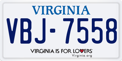 VA license plate VBJ7558