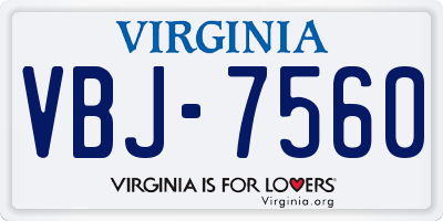 VA license plate VBJ7560