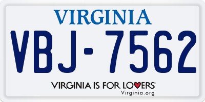 VA license plate VBJ7562