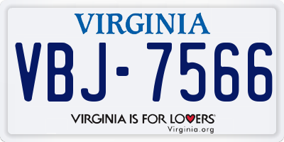 VA license plate VBJ7566