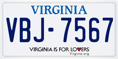 VA license plate VBJ7567