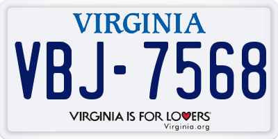 VA license plate VBJ7568