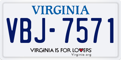 VA license plate VBJ7571