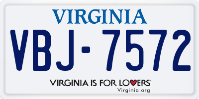 VA license plate VBJ7572