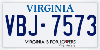 VA license plate VBJ7573