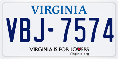 VA license plate VBJ7574