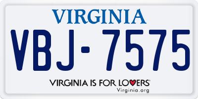 VA license plate VBJ7575