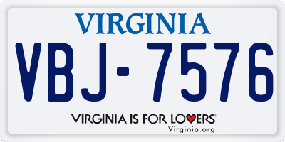 VA license plate VBJ7576