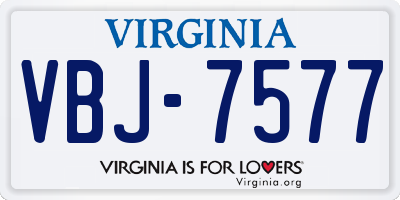 VA license plate VBJ7577
