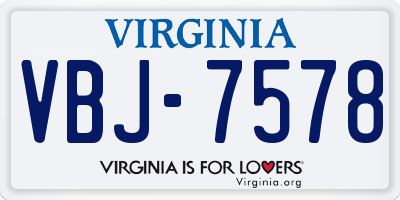 VA license plate VBJ7578