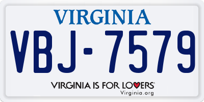 VA license plate VBJ7579