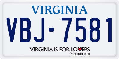VA license plate VBJ7581