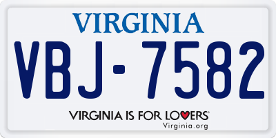 VA license plate VBJ7582