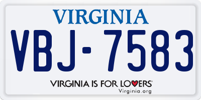 VA license plate VBJ7583
