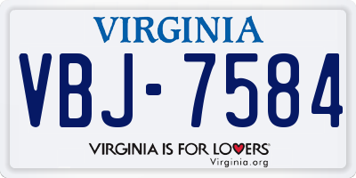 VA license plate VBJ7584