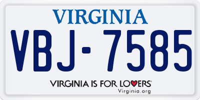 VA license plate VBJ7585