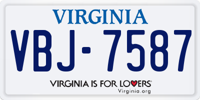 VA license plate VBJ7587