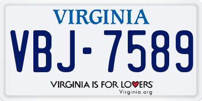 VA license plate VBJ7589