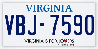 VA license plate VBJ7590