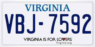 VA license plate VBJ7592