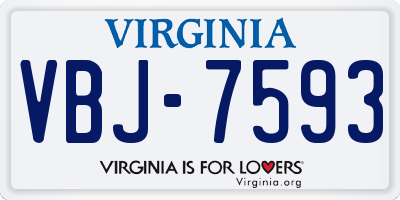 VA license plate VBJ7593