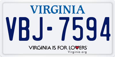 VA license plate VBJ7594