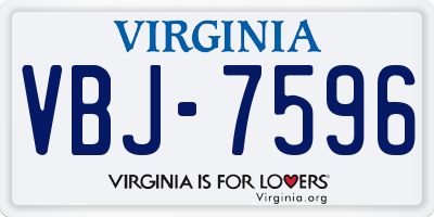 VA license plate VBJ7596