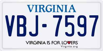VA license plate VBJ7597